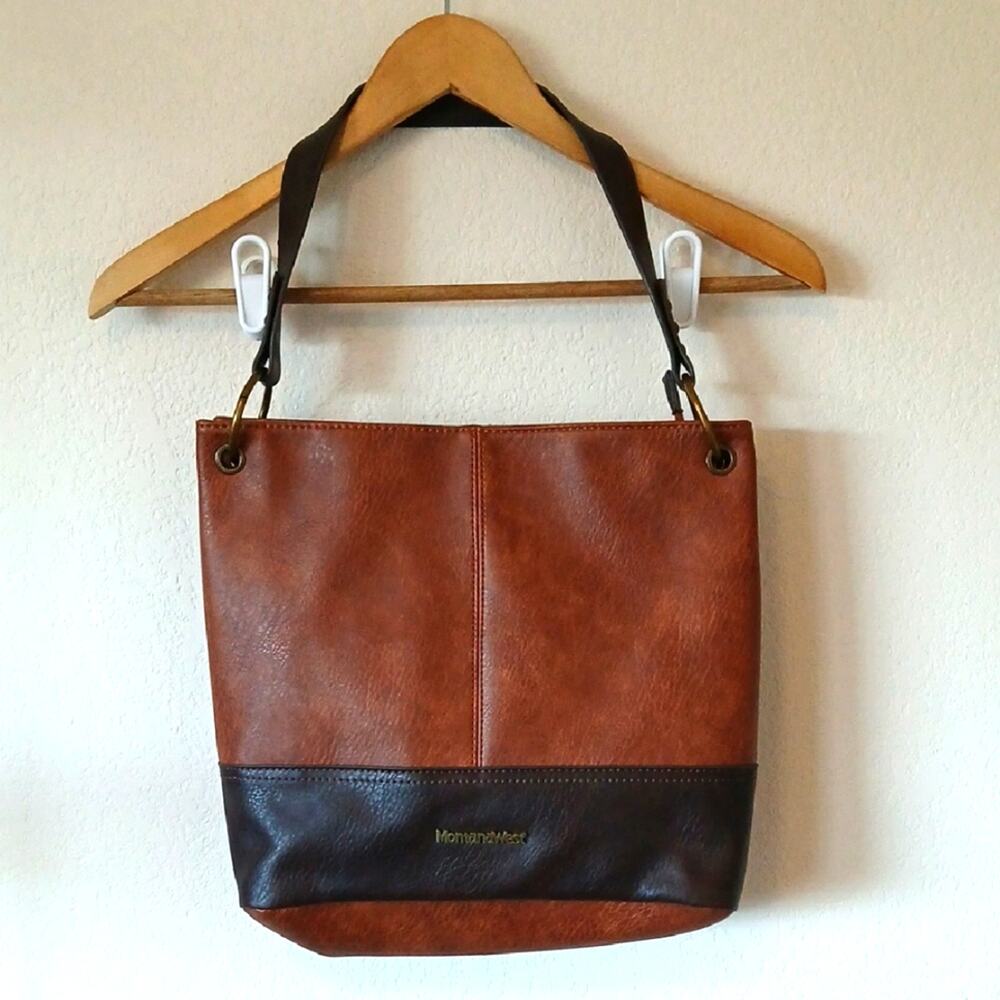 Montana West Leather Hobo Bag Two Tone Tote Shoulder Purse